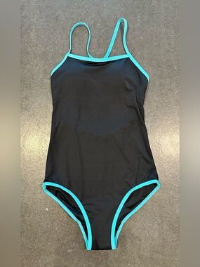 Beautikini Black One-Piece Swimsuit with Aqua Trim